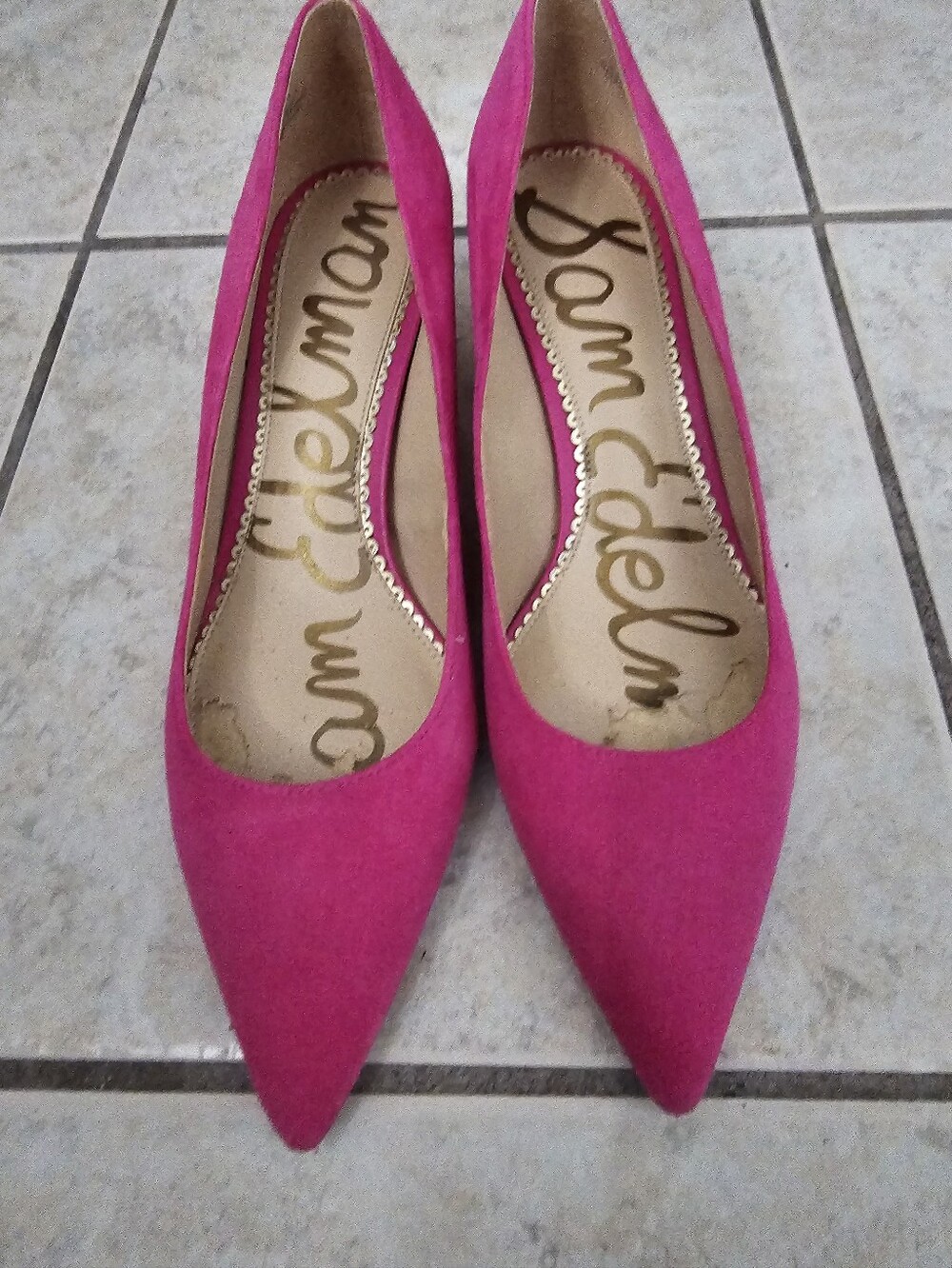 Sam Edelman Fuchsia Pointed-Toe Suede Pumps